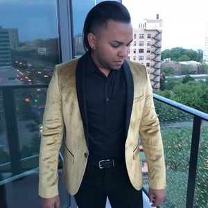 Men’s Gold and Black Velvet Blazer